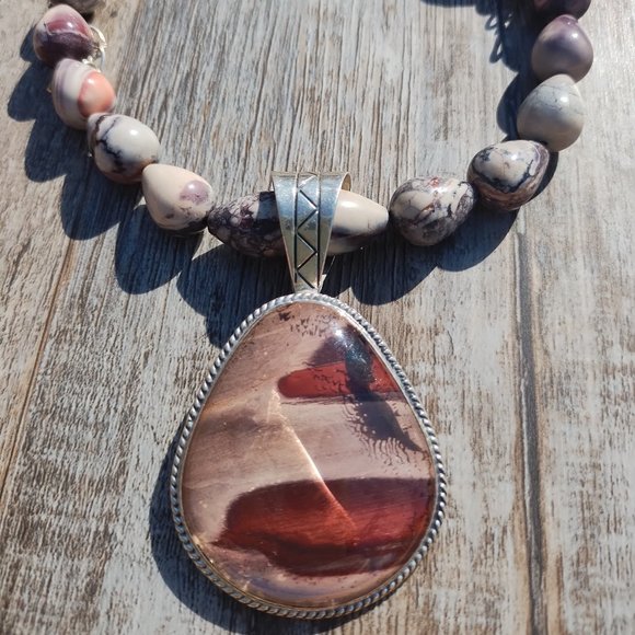 Jay King DTR mine finds Jasper necklace large pendant 925 Stunning - Picture 3 of 16